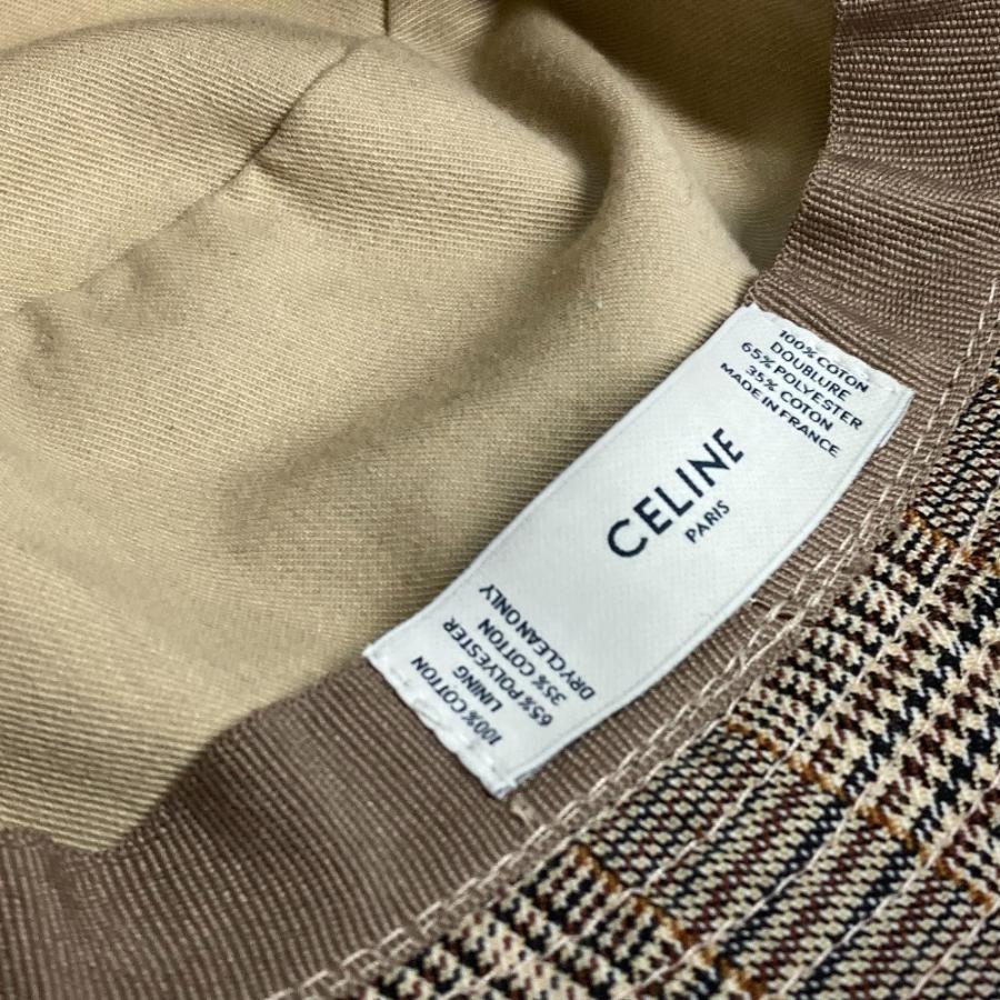 CELINE セリーヌ ロゴ チェック ハット帽 帽子 バケットハット ボブハット ハット ブラウン レディース【中古】 | CELINE | 07