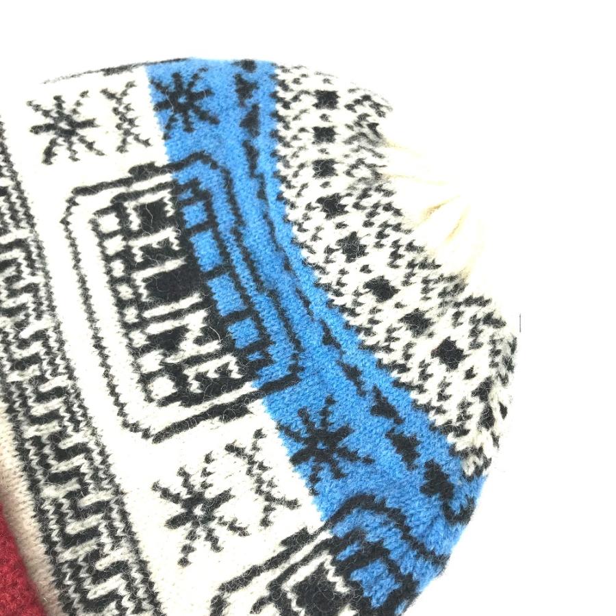 美品 CELINE セリーヌ 2A07L715M THE DANCING KID ダンシングキッド ビーニー 帽子 ニット帽 ニットキャップ ロゴ ニット帽 レッド レディース【中古】 | CELINE | 02