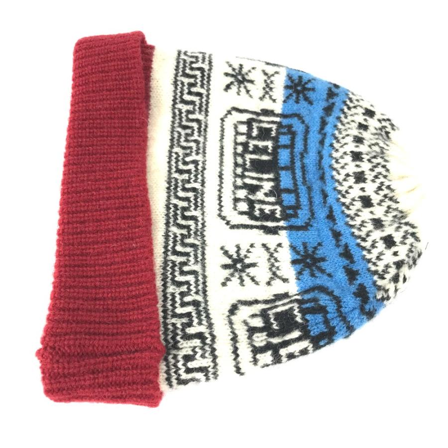 美品 CELINE セリーヌ 2A07L715M THE DANCING KID ダンシングキッド ビーニー 帽子 ニット帽 ニットキャップ ロゴ ニット帽 レッド レディース【中古】 | CELINE | 03