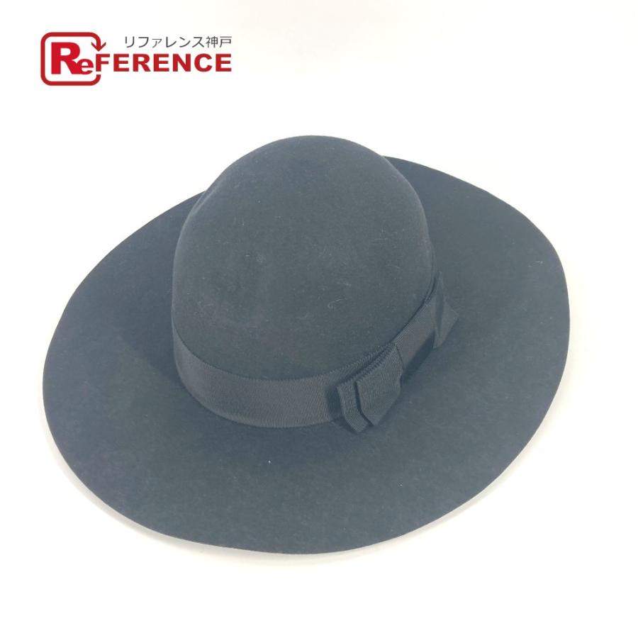 新品同様 CELINE セリーヌ 2AUC1149H マリア ケープライン フエルト ハット ハット帽 帽子 リボン ハット ブラック レディース【中古】 | CELINE