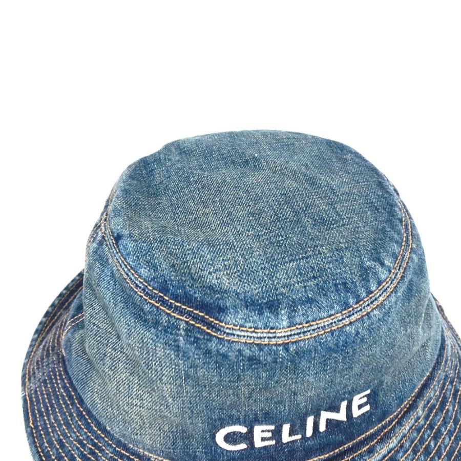 CELINE セリーヌ 2AUO8815V ロゴ ハット帽 帽子 バケットハット ボブハット デニム ハット ブルー レディース【中古】 | CELINE | 01