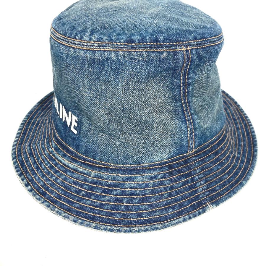 CELINE セリーヌ 2AUO8815V ロゴ ハット帽 帽子 バケットハット ボブハット デニム ハット ブルー レディース【中古】 | CELINE | 03