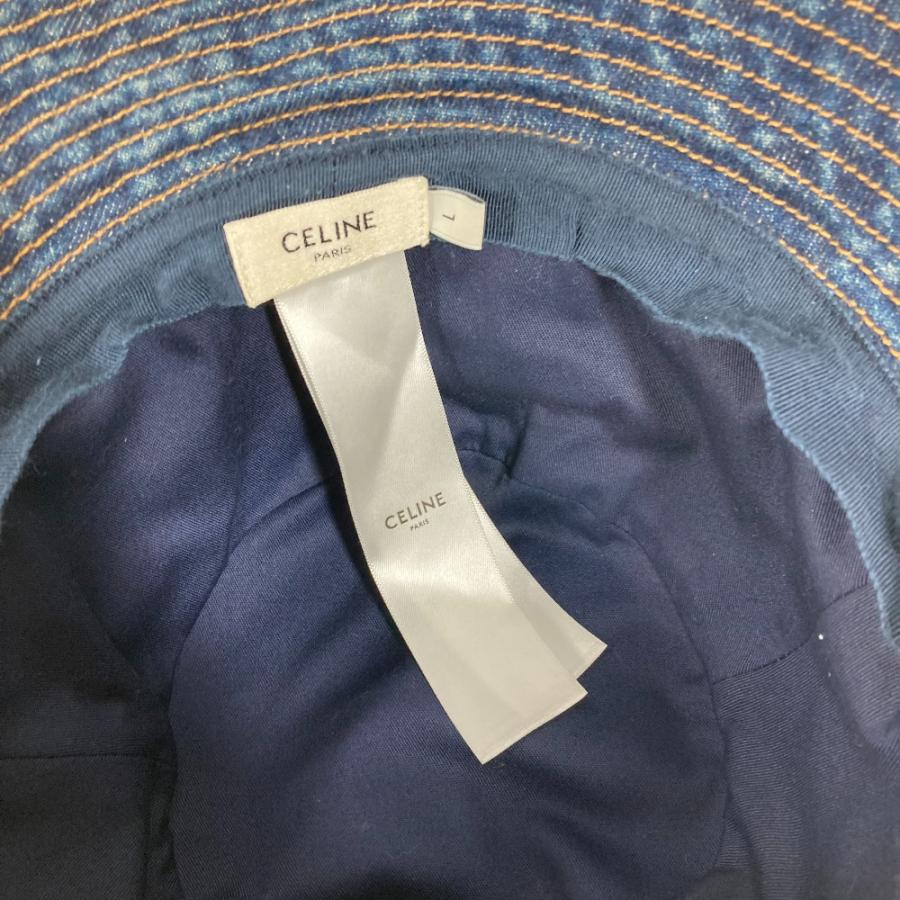 CELINE セリーヌ 2AUO8815V ロゴ ハット帽 帽子 バケットハット ボブハット デニム ハット ブルー レディース【中古】 | CELINE | 07