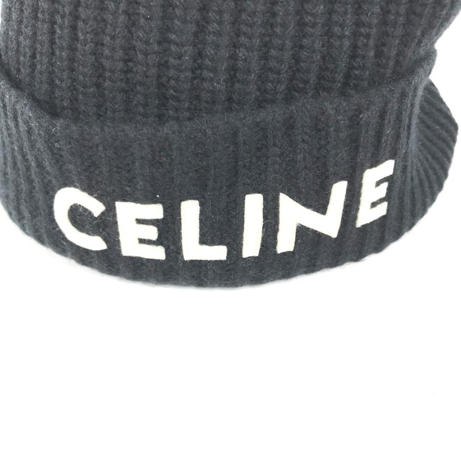 CELINE セリーヌ 2A25R535Ｑ ロゴ ビーニー 帽子 ニット帽 ニットキャップ バイカラー ニット帽 ブラック ユニセックス【中古】 | CELINE | 06