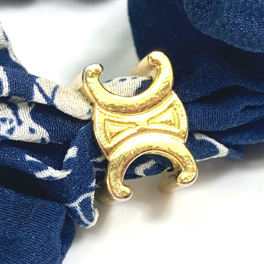 中古】 CELINE セリーヌトリオンフ金具ロゴシュシュ ヘア