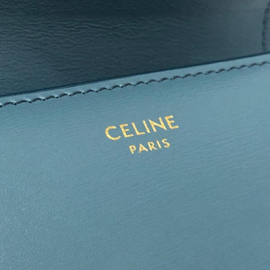 ストア CELINE セリーヌ 三つ折り財布 レザー ブルー系 コンパクト