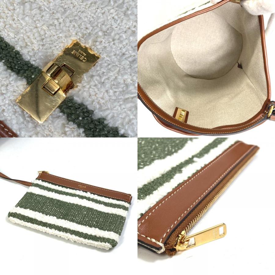 CELINE セリーヌ　ストライプ ショルダーバッグ　未使用に近い CELINE（セリーヌ） 195572ED3 ボーダー バケット16(セーズ