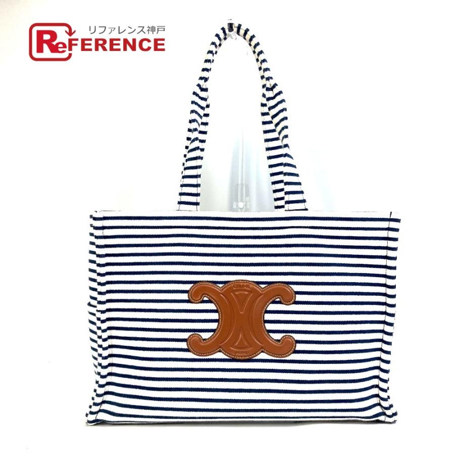 CELINE セリーヌ トリオンフ ボーダー ラージ カバ タイス