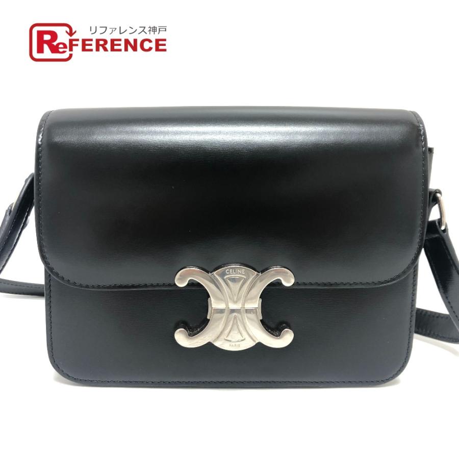 CELINE セリーヌ トリオンフ クラシック カバン ショルダーバック バック ショルダーバッグ SV金具 ブラック レディース【中古】 | CELINE