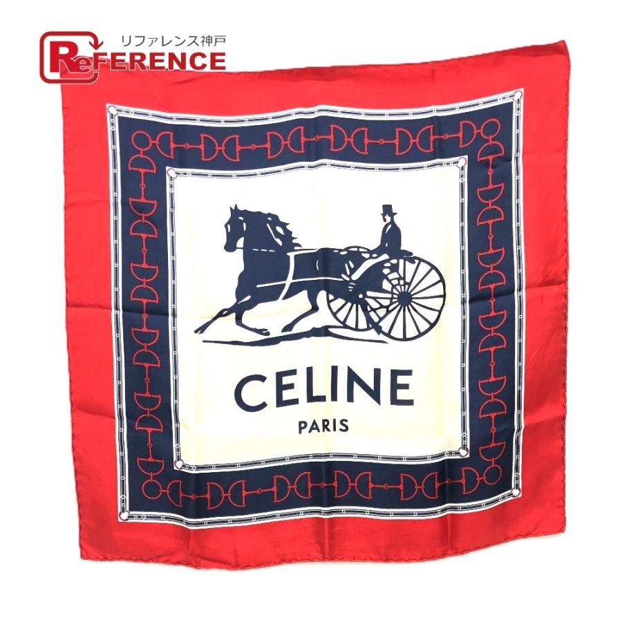 CELINE セリーヌ 馬車 バンタナ スカーフ ハンカチ マルチカラー