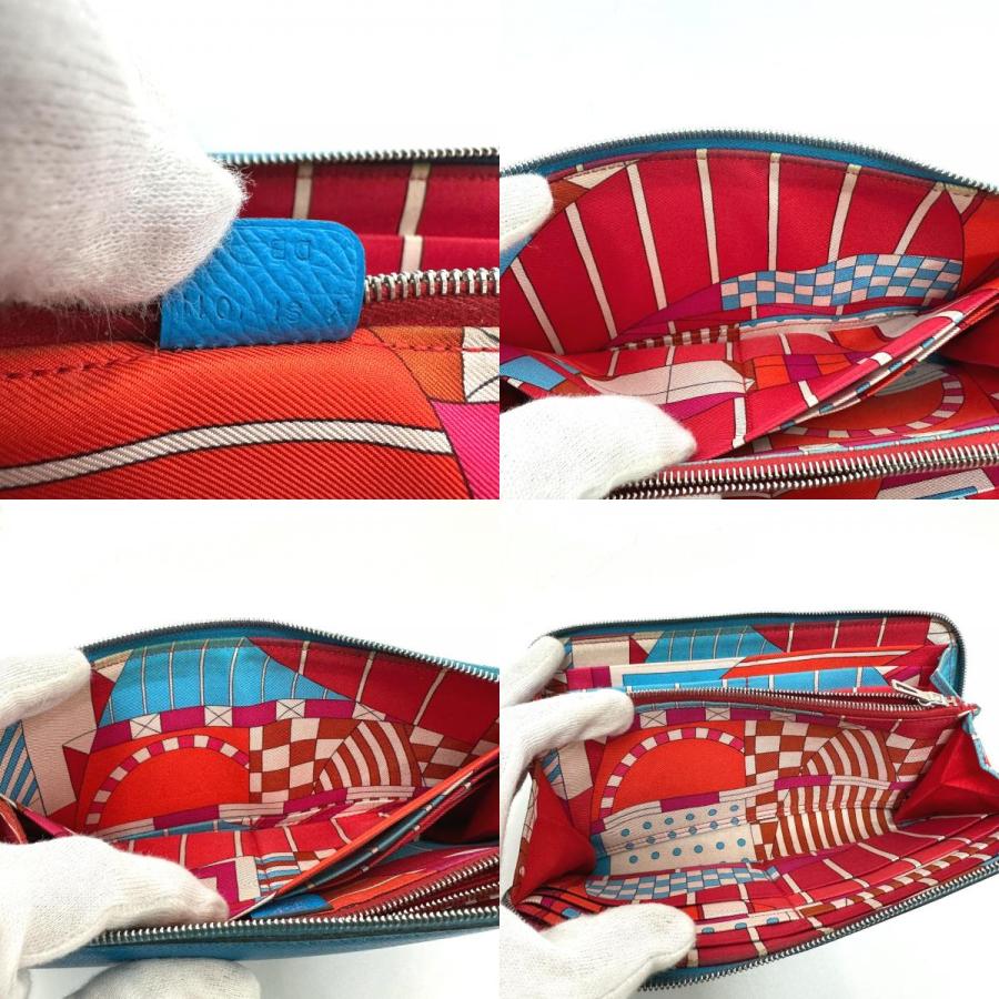 HERMES エルメス アザップロング シルクイン 財布 ウォレット 長財布 ブルー レディース【中古】 | HERMES | 08