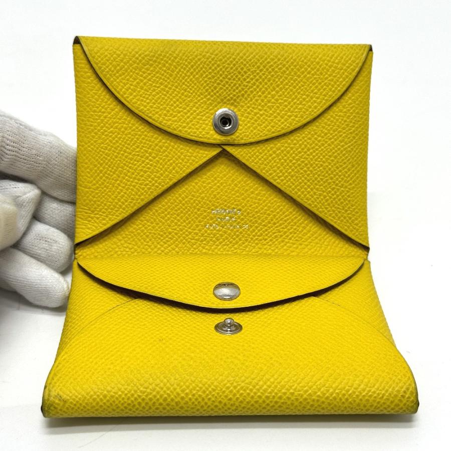 未使用級◆HERMES カルヴィ デュオ 小銭入れ イエロー U刻印 HERMES エルメス カルヴィデュオ 小銭入れ コインケース