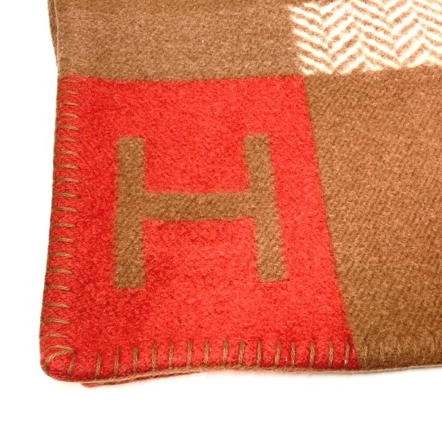 HERMES エルメス Hロゴ アヴァロン 毛布 ひざ掛け インテリア ブランケット カシミヤ ブラウン ユニセックス【中古】 | HERMES | 04