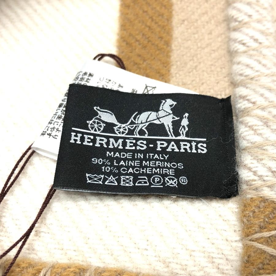 新品 HERMES エルメス プレード イターク ひざ掛け ブランケット キャメル / ベージュ ベージュ【新品】｜reference｜07