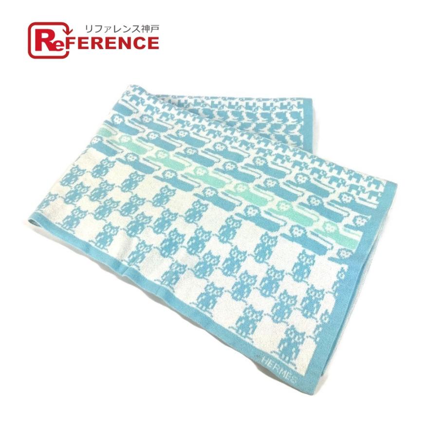 HERMES エルメス アニマルロゴ インテリア ひざかけ 毛布 BABY 赤ちゃん ベビー ブランケット ブルー キッズ【中古】 | HERMES