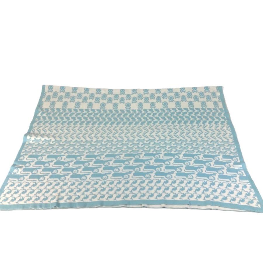 HERMES エルメス アニマルロゴ インテリア ひざかけ 毛布 BABY 赤ちゃん ベビー ブランケット ブルー キッズ【中古】 | HERMES | 02