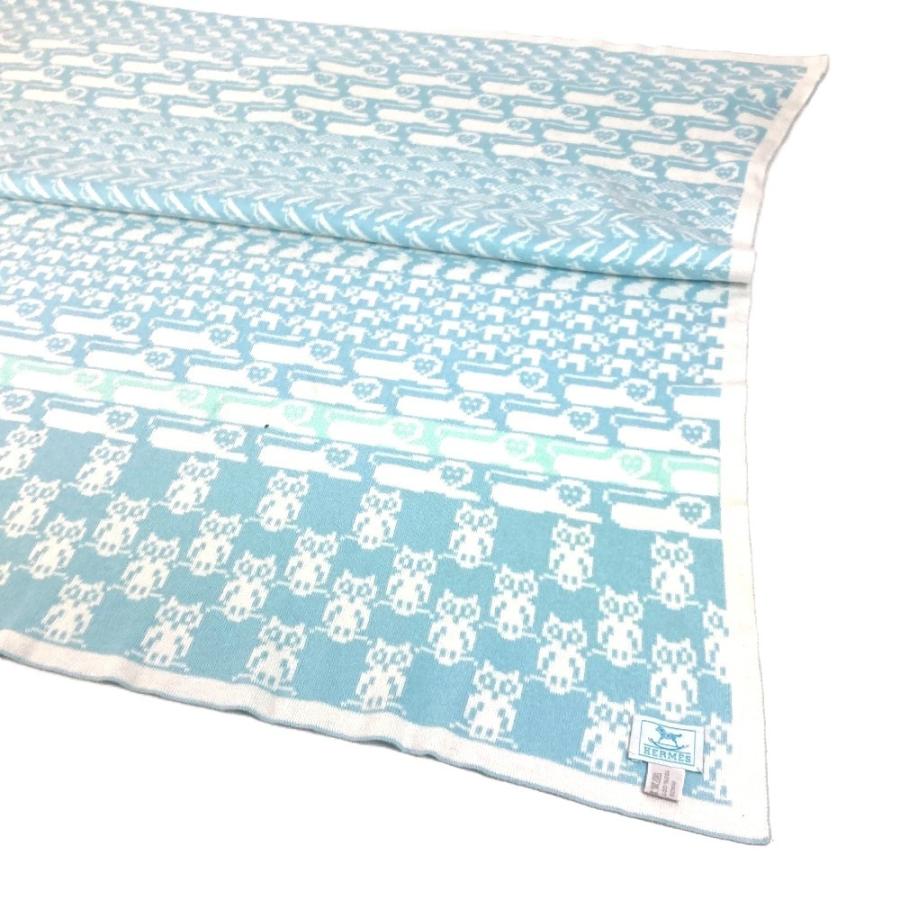 HERMES エルメス アニマルロゴ インテリア ひざかけ 毛布 BABY 赤ちゃん ベビー ブランケット ブルー キッズ【中古】 | HERMES | 04