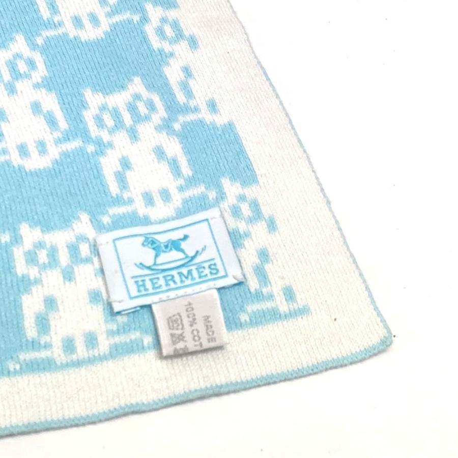 HERMES エルメス アニマルロゴ インテリア ひざかけ 毛布 BABY 赤ちゃん ベビー ブランケット ブルー キッズ【中古】 | HERMES | 05