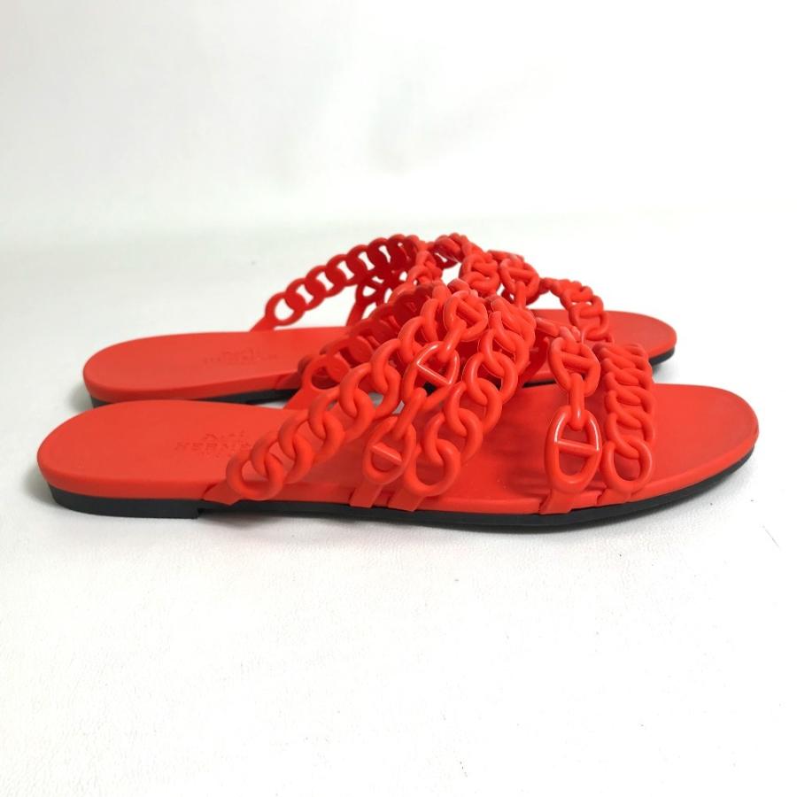 HERMES エルメス シェーヌダンクル 5連 靴 シューズ フラット サンダル オレンジ レディース【中古】 | HERMES | 02