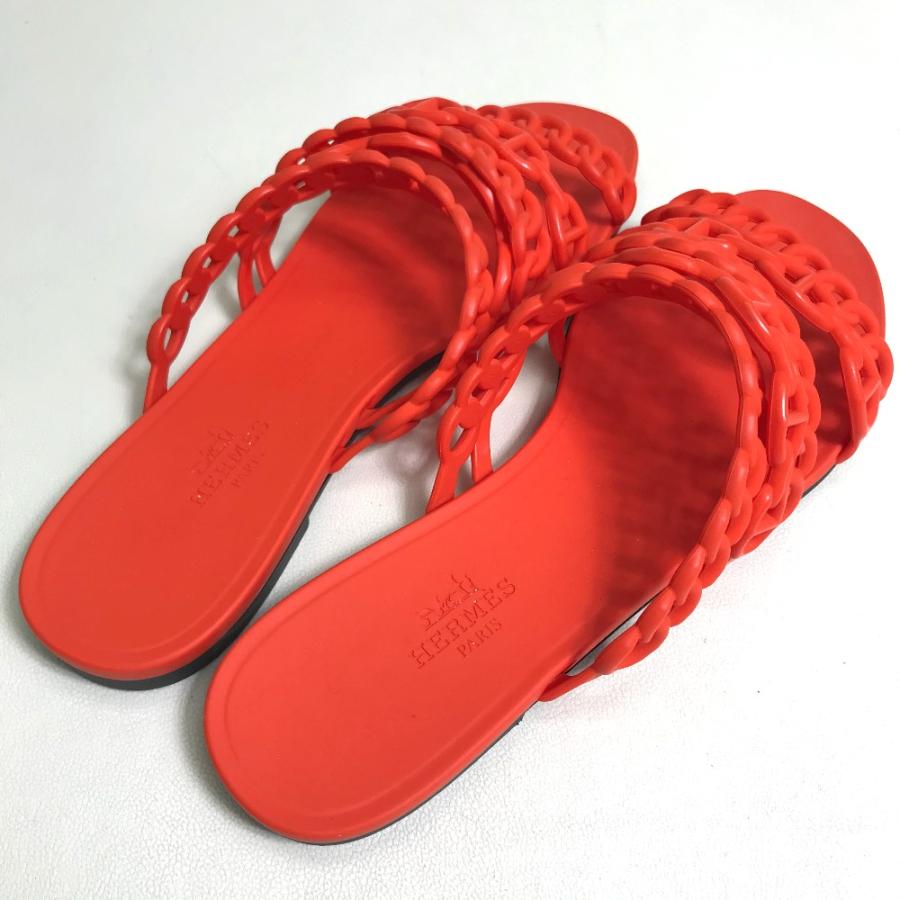 HERMES エルメス シェーヌダンクル 5連 靴 シューズ フラット サンダル オレンジ レディース【中古】 | HERMES | 03