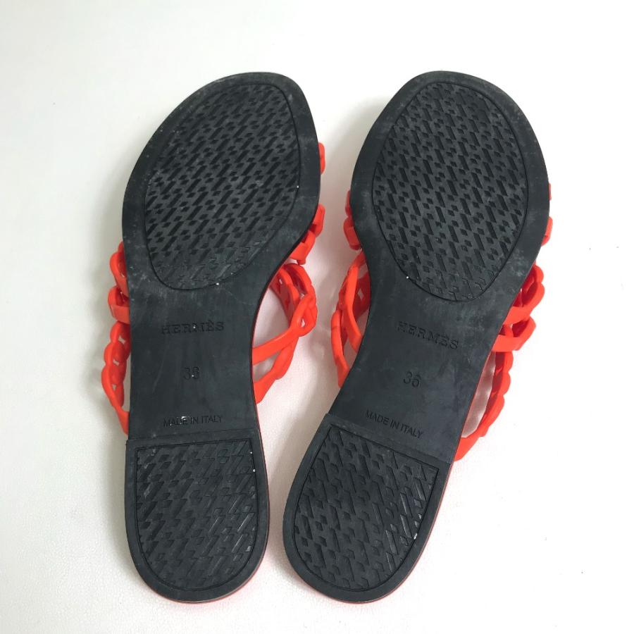 HERMES エルメス シェーヌダンクル 5連 靴 シューズ フラット サンダル オレンジ レディース【中古】 | HERMES | 04