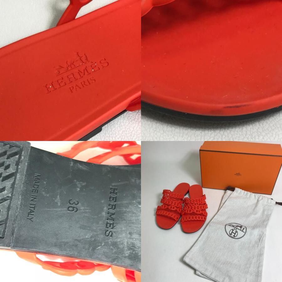 HERMES エルメス シェーヌダンクル 5連 靴 シューズ フラット サンダル オレンジ レディース【中古】 | HERMES | 09