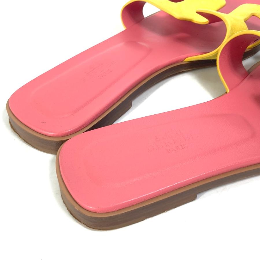 HERMES エルメス ロゴ オラン フラット ペタンコ 靴 バイカラー  