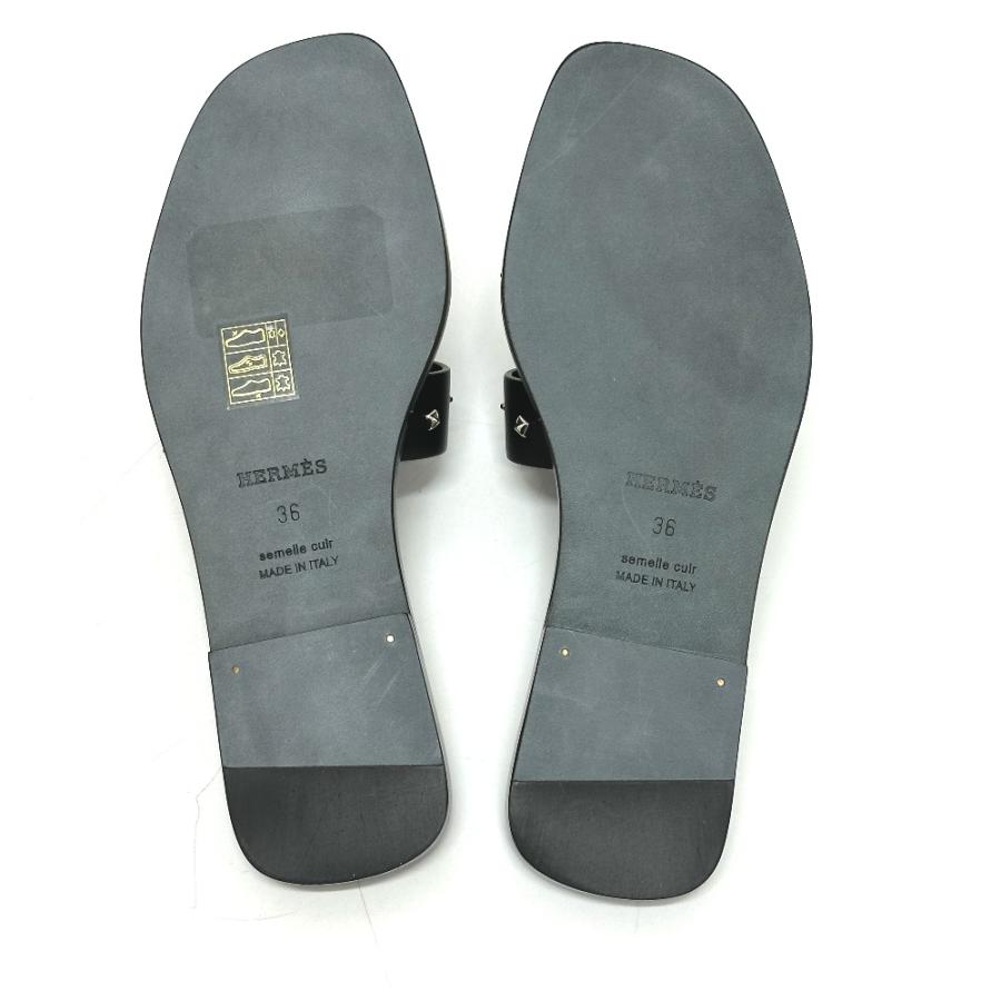 未使用 HERMES エルメス メドール オラン フラット アパレル靴  サンダル ブラック レディース【中古】 | HERMES | 05