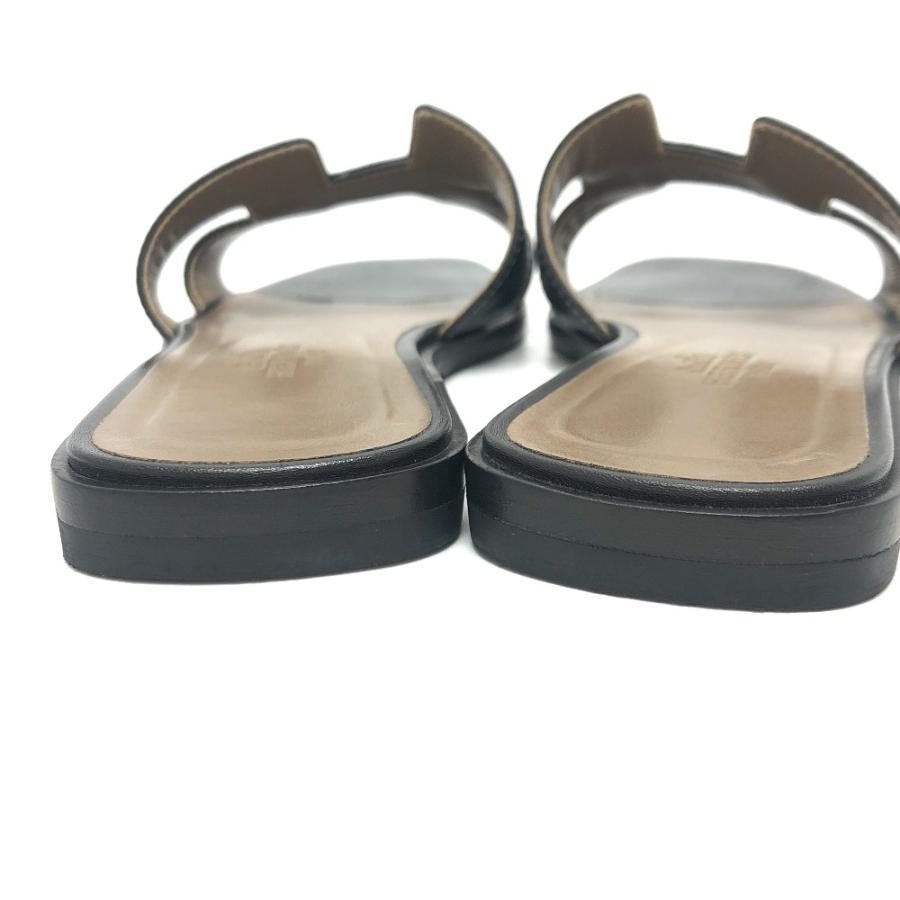 HERMES エルメス 021056Z オラン Hロゴ オープントゥ 靴 アパレル靴 サンダル ブラック レディース【中古】 | HERMES | 04