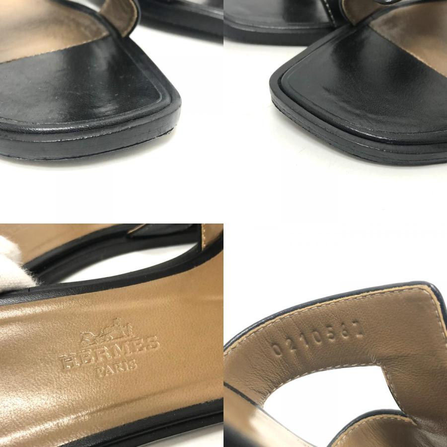 HERMES エルメス 021056Z オラン Hロゴ オープントゥ 靴 アパレル靴 サンダル ブラック レディース【中古】 | HERMES | 08