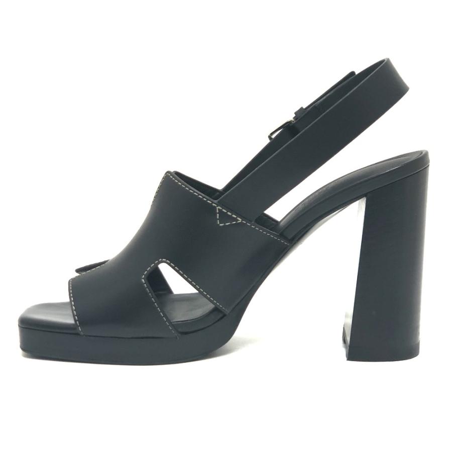 HERMES エルメス エルベ60 靴 シューズ ストラップ ステッチ ヒール ハイヒール オープントゥ サンダル ブラック レディース【中古】 | HERMES | 06