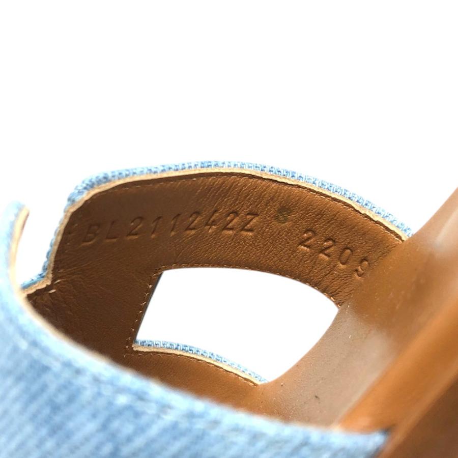 未使用 HERMES エルメス オラン Hロゴ 靴 デニム フラット ミュール オープントゥ サンダル ブルー レディース【中古】 | HERMES | 08