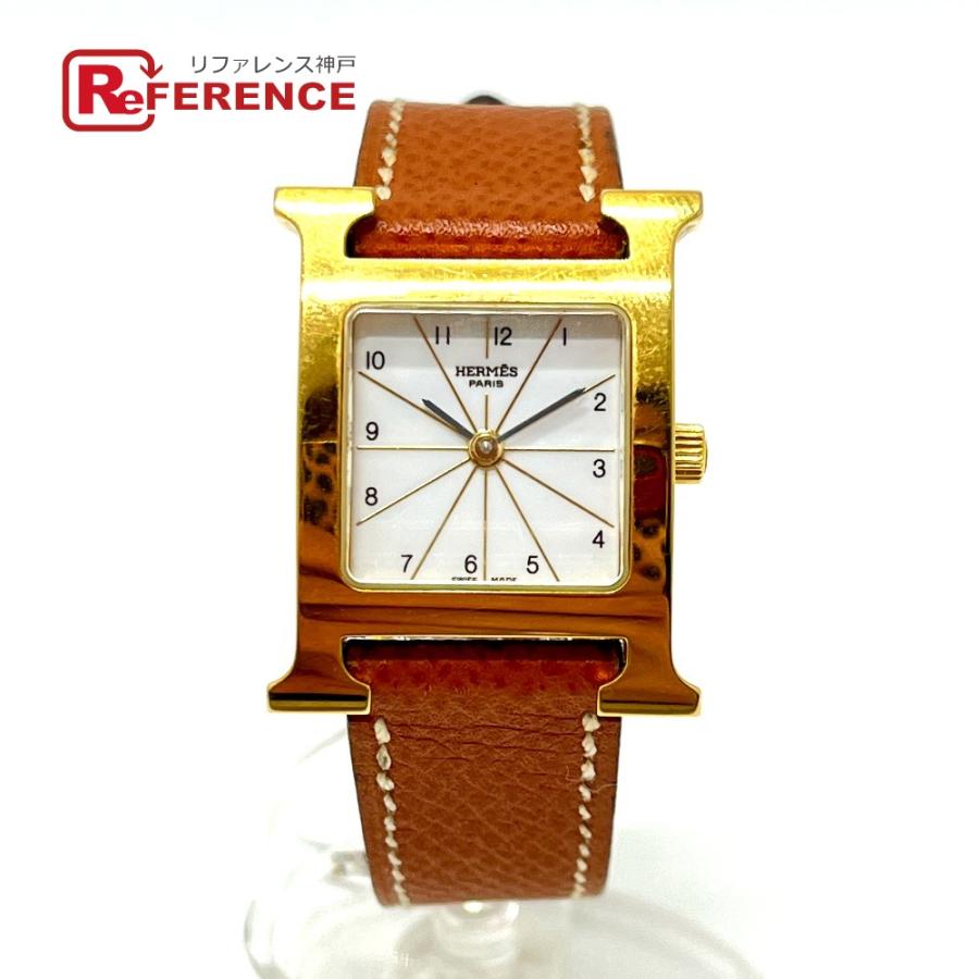 HERMES エルメス HH1.201 Hウォッチ クオーツ ウォッチ 時計 レザーベルト 腕時計 ゴールド レディース【中古】 | HERMES