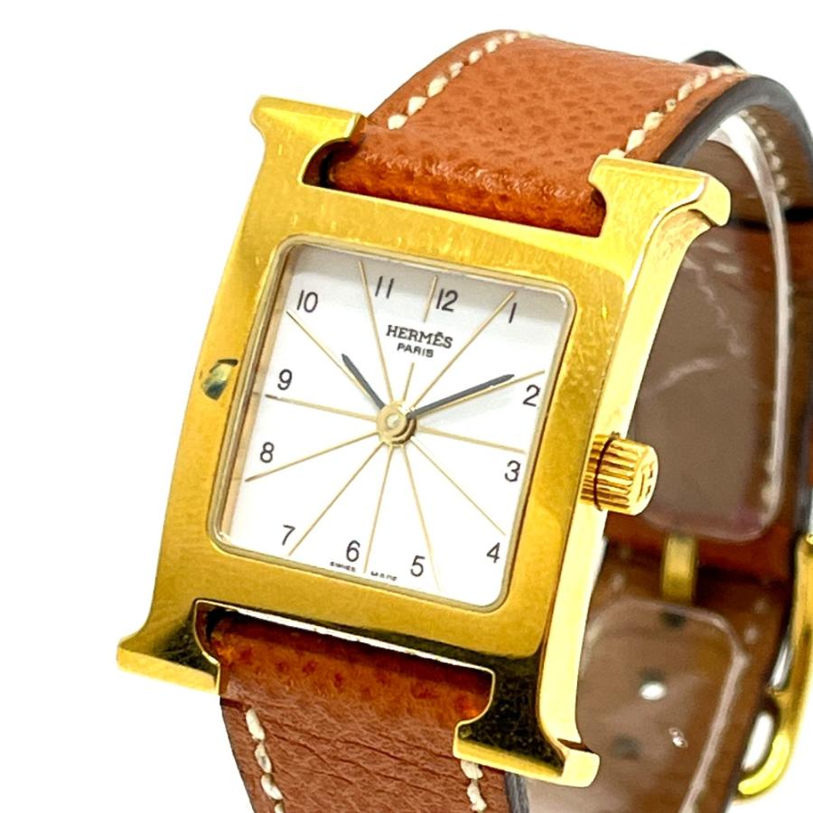 HERMES エルメス HH1.201 Hウォッチ クオーツ ウォッチ 時計 レザーベルト 腕時計 ゴールド レディース【中古】 | HERMES | 01