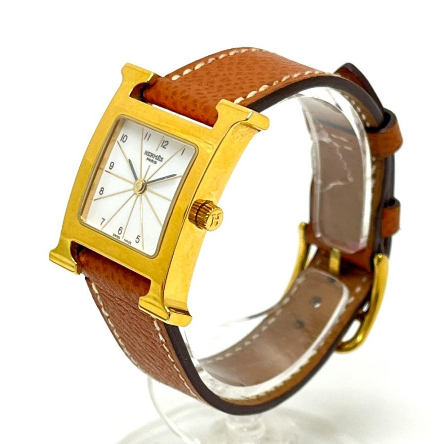HERMES エルメス HH1.201 Hウォッチ クオーツ ウォッチ 時計 レザーベルト 腕時計 ゴールド レディース【中古】 | HERMES | 02