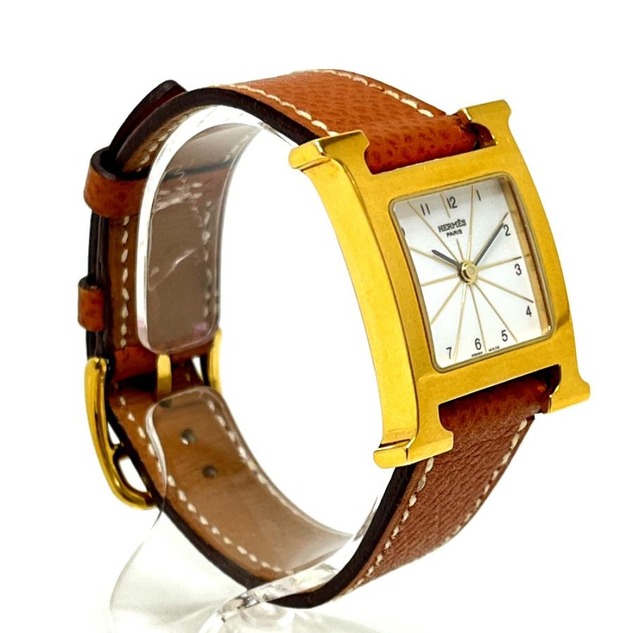 HERMES エルメス HH1.201 Hウォッチ クオーツ ウォッチ 時計 レザーベルト 腕時計 ゴールド レディース【中古】 | HERMES | 03