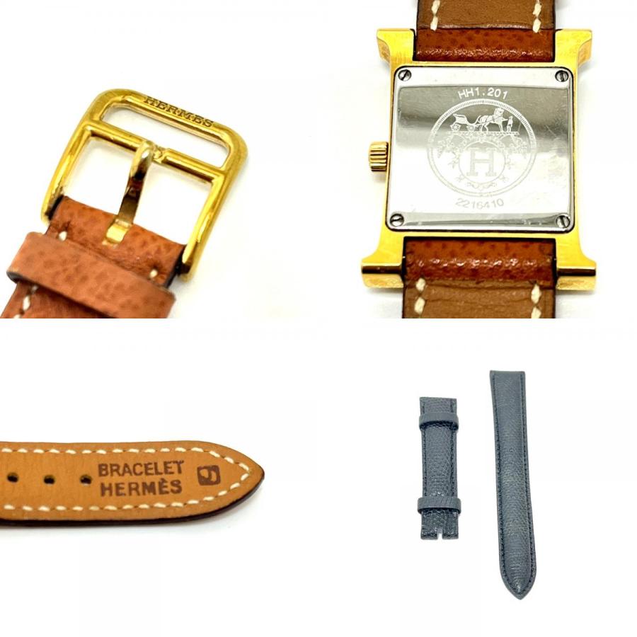 HERMES エルメス HH1.201 Hウォッチ クオーツ ウォッチ 時計 レザーベルト 腕時計 ゴールド レディース【中古】 | HERMES | 08