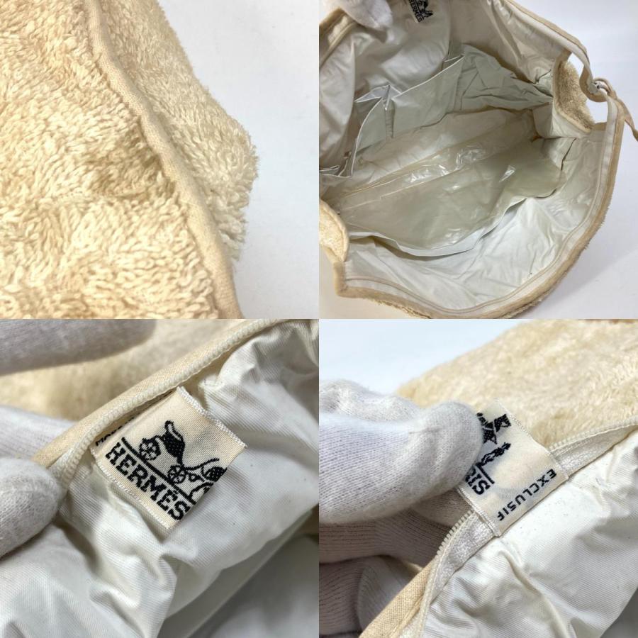 HERMES エルメス セカンドバッグ クラッチバッグ ロゴ メイクポーチ 化粧ポーチ ポーチ パイル ベージュ レディース【中古】 | HERMES | 09