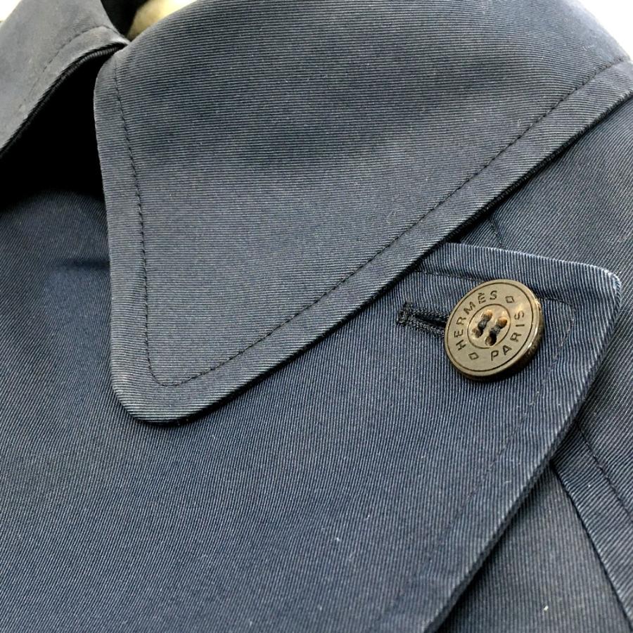 HERMES エルメス ベルト付き 薄手 春コート ロングコート トレンチコート コットン レディース ネイビー | HERMES | 05