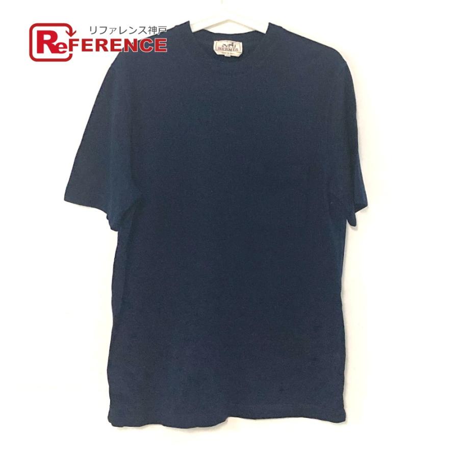 HERMÈS ネイビー Tシャツ　HERMES エルメス　美品 HERMES 美品 エルメス ロゴ アパレル トップス 半袖Tシャツ