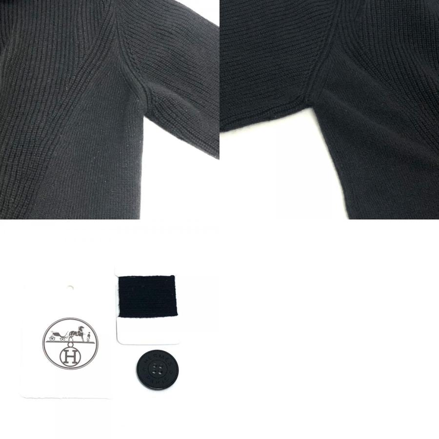 新品同様 HERMES エルメス セリエボタン アパレル ニット ロングカーディガン 長袖 Vネック カーディガン ブラック レディース【中古】 | HERMES | 09