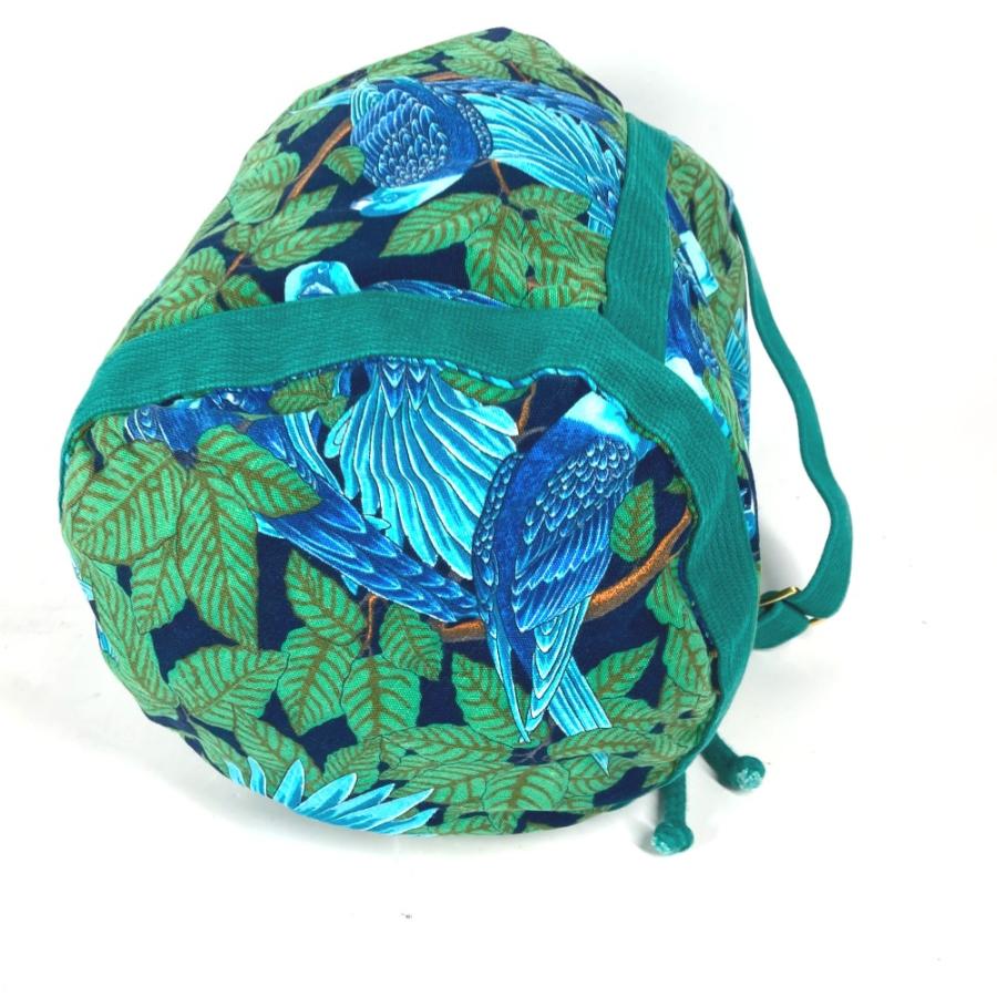 HERMES エルメス 巾着バッグ ショルダーバッグ 鳥 グリーン 希少 HERMES エルメス 鳥柄 バード 巾着 バック カバン ショルダー