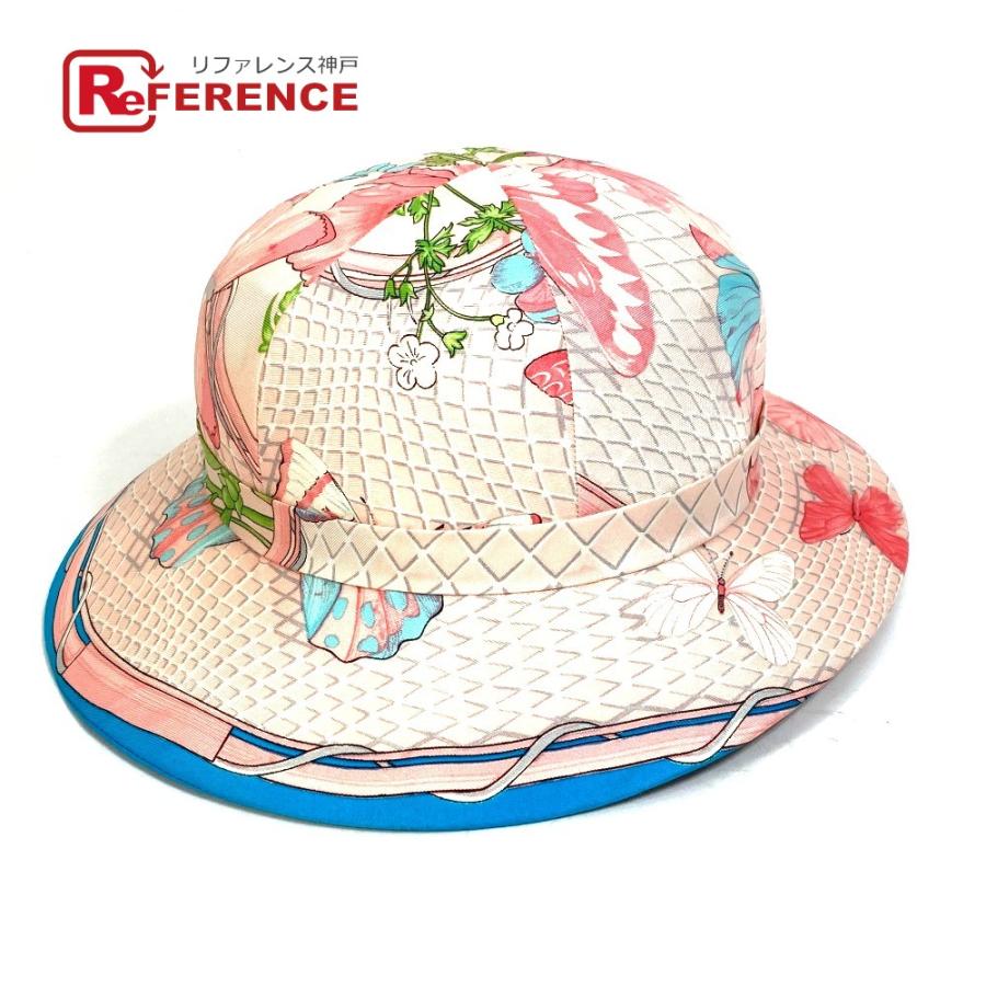HERMES エルメス フラワー 花 蝶 バタフライ 帽子 シルク ピンク HERMES エルメス フラワー 花 蝶 バタフライ 帽子 シルク ピンク