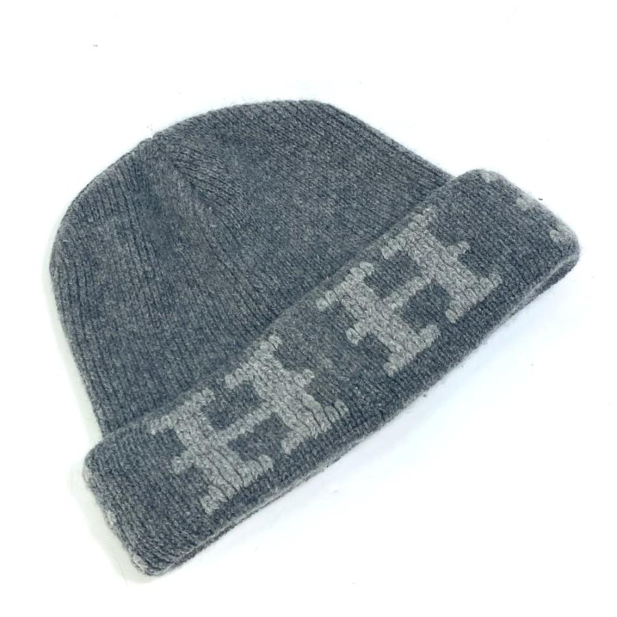HERMES（エルメス） ビーニー 帽子 ニット帽 ニットキャップ Hロゴ
