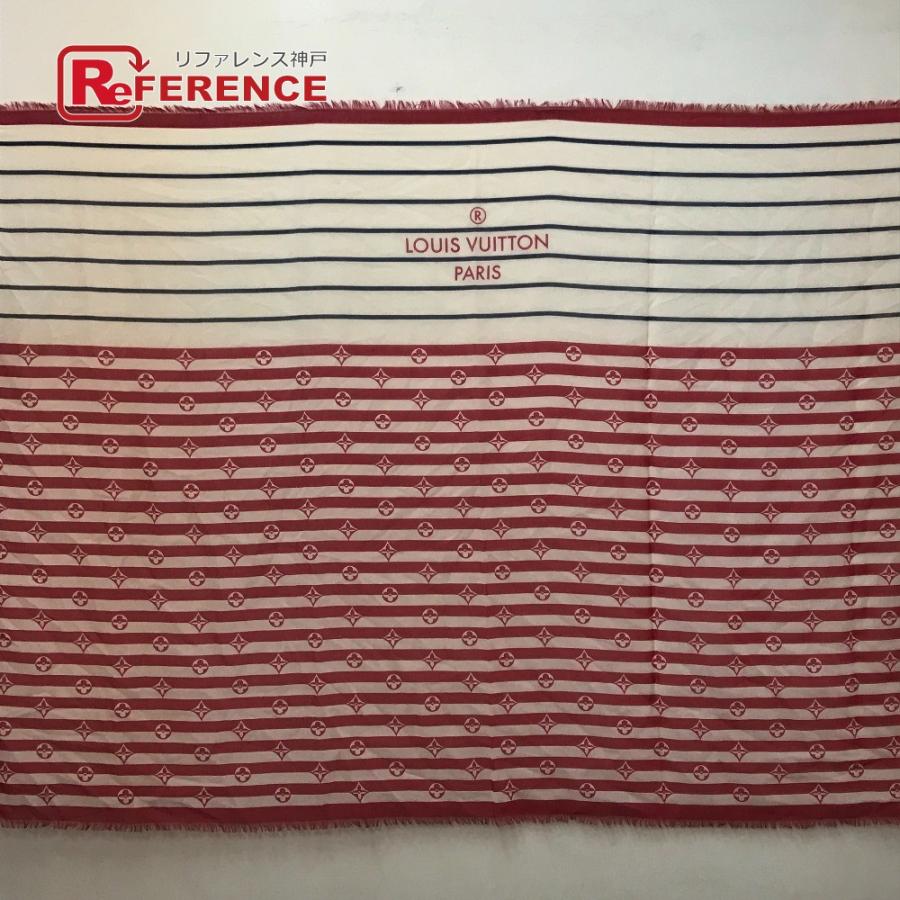 美品 LOUIS VUITTON ルイヴィトン M76193 LVエスカル エトール・パレオ サマー ストライプ 横長 大判 ストール ホワイト×レッド【中古】 | LOUIS VUITTON