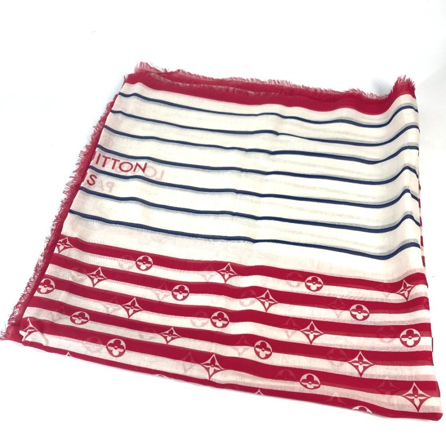 美品 LOUIS VUITTON ルイヴィトン M76193 LVエスカル エトール・パレオ サマー ストライプ 横長 大判 ストール ホワイト×レッド【中古】 | LOUIS VUITTON | 01