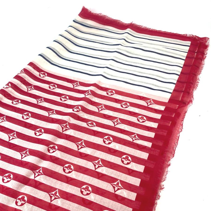 美品 LOUIS VUITTON ルイヴィトン M76193 LVエスカル エトール・パレオ サマー ストライプ 横長 大判 ストール ホワイト×レッド【中古】 | LOUIS VUITTON | 02