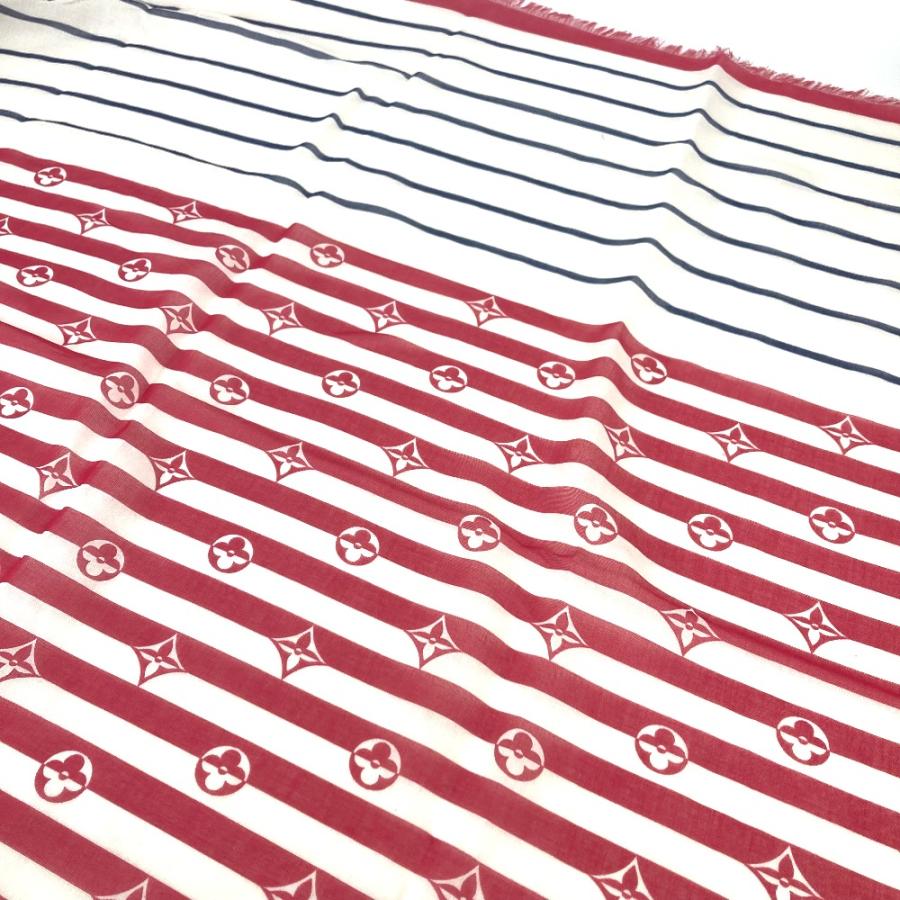 美品 LOUIS VUITTON ルイヴィトン M76193 LVエスカル エトール・パレオ サマー ストライプ 横長 大判 ストール ホワイト×レッド【中古】 | LOUIS VUITTON | 03