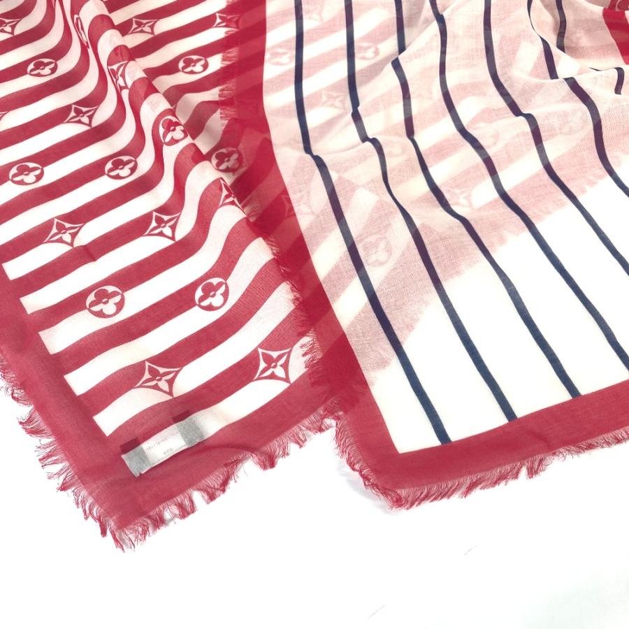 美品 LOUIS VUITTON ルイヴィトン M76193 LVエスカル エトール・パレオ サマー ストライプ 横長 大判 ストール ホワイト×レッド【中古】 | LOUIS VUITTON | 05