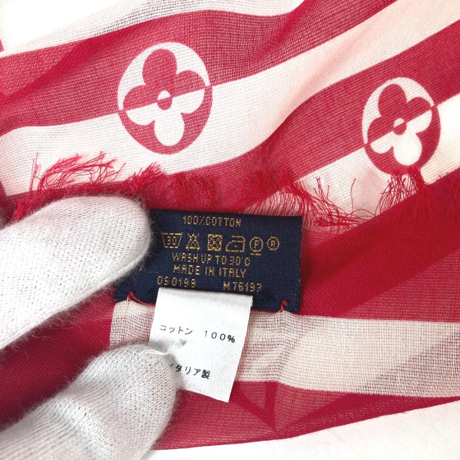 美品 LOUIS VUITTON ルイヴィトン M76193 LVエスカル エトール・パレオ サマー ストライプ 横長 大判 ストール ホワイト×レッド【中古】 | LOUIS VUITTON | 06